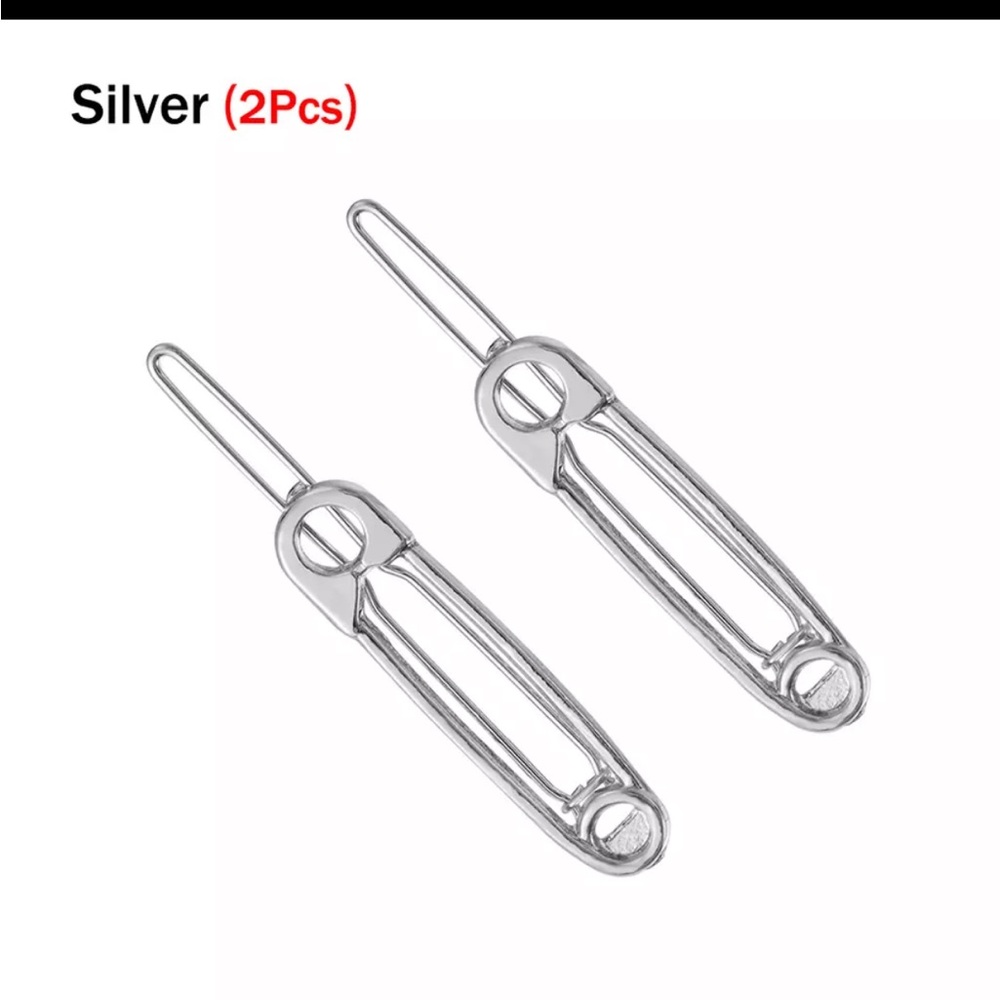 2 pack silver safety pin barrettes